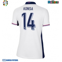Camisa de Futebol Inglaterra Ezri Konsa #14 Equipamento Principal Mulheres Europeu 2024 Manga Curta